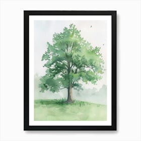 Lime Tree Atmospheric Watercolour Painting 2 Art Print