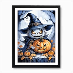 Cute Jack O Lantern Halloween Painting (24) Art Print