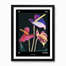No Rain No Flowers Poster Flamingo Flower 3 Art Print