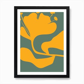 sage green and orange Flower Art Print