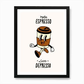 More Espresso Less Depresso Retro Vintage Kitchen Art Print