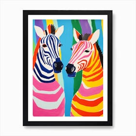 Colourful Kids Animal Art Zebra 3 Art Print