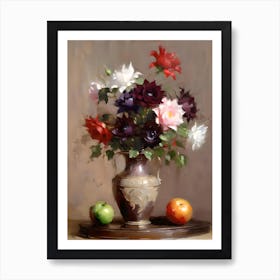 Dark Flowers In A Vase Art Print