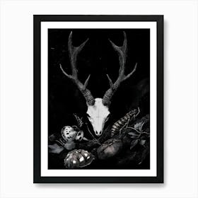 Dark Gothic Deer Skull Art Print