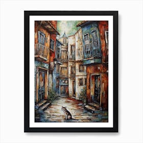 Painting Of Buenos Aires With A Cat In The Style Of Renaissance, Da Vinci 1 Art Print