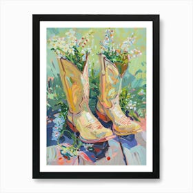 Cowboy Boots And Wildflowers Solomon S Seal 2 Art Print