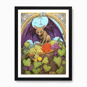 Fruit Bat Vintage Illustration 9 Art Print