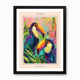 Colourful Toucan Brushstrokes Poster Art Print