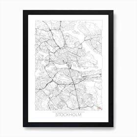 Stockholm Map Minimal Line Art Print