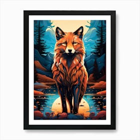 Fox In The Forest 5 Art Print