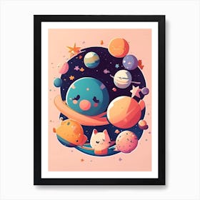 Astronomy Kawaii Kids Space Art Print