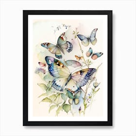 Butterflies In Migration Watercolour Ink 2 Art Print