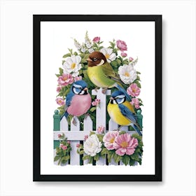 Birds On A Fence Art Print