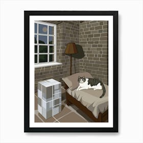 Cat In Bed Art Print