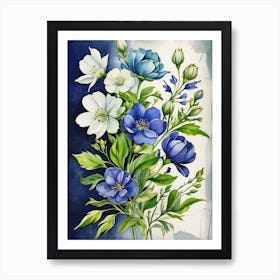 Blue Flowers 2 Art Print