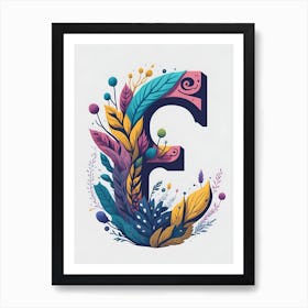 Colorful Letter E Illustration 38 Art Print