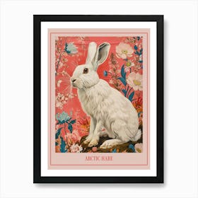 Floral Animal Painting Arctic Hare 2 Poster Art Print