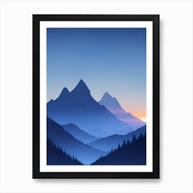 Misty Mountains Vertical Composition In Blue Tone 191 Art Print