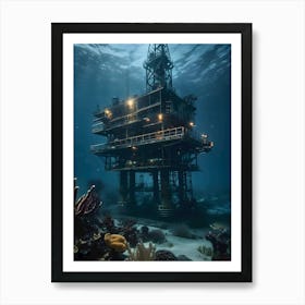 Underwater Oil Rig-Reimagined 4 Art Print