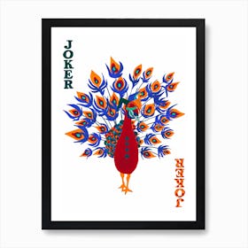 Peacock Joker Card Art Print