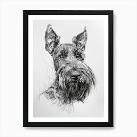 Scottish Terrier Dog Line Sketch 2 Art Print