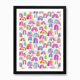 Cute Watercolor Rainbows Art Print