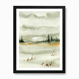 Watercolor Of Pine Trees Art Print