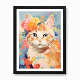 Australian Mist Cat With A Flower Crown Painting Matisse Style 2 Art Print