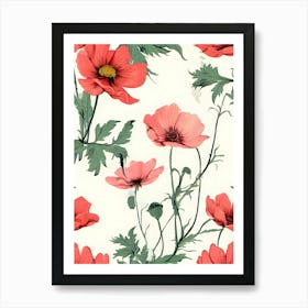 Poppy Flower Pattern Art Print