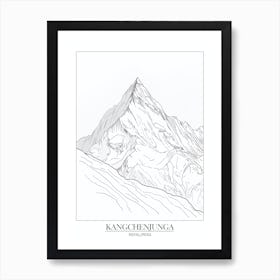 Kangchenjunga Nepal India Line Drawing 1 Poster Art Print