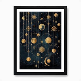 Moon And Stars Hanging Celestial 3 Art Print