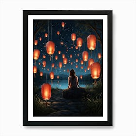 Lanterns In The Sky 5 Art Print