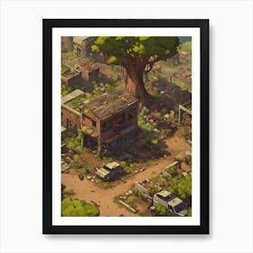 Village In A Video Game Wall Art For Living Room Art Print