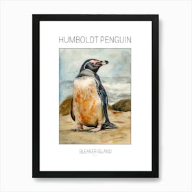 Humboldt Penguin Bleaker Island Watercolour Painting 2 Poster Art Print