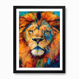 Southwest African Lion Portrait Close Up Fauvist Painting 2 Art Print