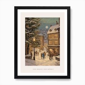 Vintage Winter Poster Cesky Krumloy Czech Republic 3 Art Print