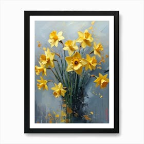 Gold Plated Yellow Narcissus Flowers Art Print