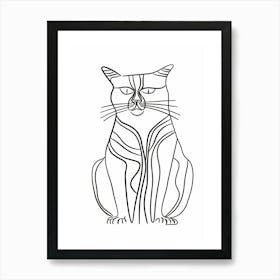 Cat Drawing animal lines art Art Print