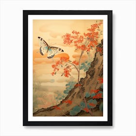 Japanese Style Painting Of A Butterfly Art Print