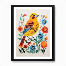 Scandinavian Bird Illustration Yellowhammer 3 Art Print