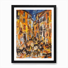 Painting Of A Rome With A Cat In The Style Of Abstract Expressionism, Pollock Style 4 Art Print