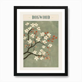 Dogwood Tree Minimal Japandi Illustration 1 Poster Art Print