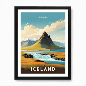Vintage Travel Poster Iceland Art Print