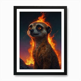 Meerkat In Flames 1 Art Print