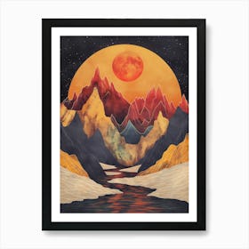 Moon Over The Mountains Art Print