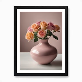 A Vase Of Pink Roses 11 Art Print