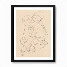 Woman And Girl Embracing (1918), Egon Schiele Art Print