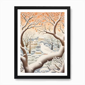 Winter Bird Painting Dove 3 Art Print