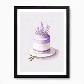 Lavender Cake Dessert Retro Minimal 1 Flower Art Print