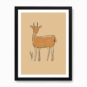 Deer - Boho, Line Art 18 Art Print